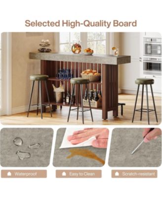 63-Inch Large Home Bar Unit, Modern 2-Tier Bar Table with Footrest, Corner Mini Coffee Bar Cabinet