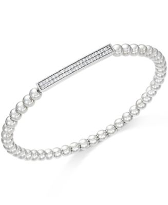 Macy's wrapped ™ Diamond Bar Beaded Stretch Bracelet (1/6 ct. t.w.) in ...
