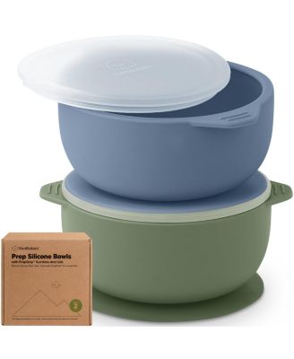 2-Pack Prep Baby Bowls with Suctions & Lids, Silicone Bowls for Baby Boy, Girl, Toddler Suction Bowl, Kids Bowl BPA-Free