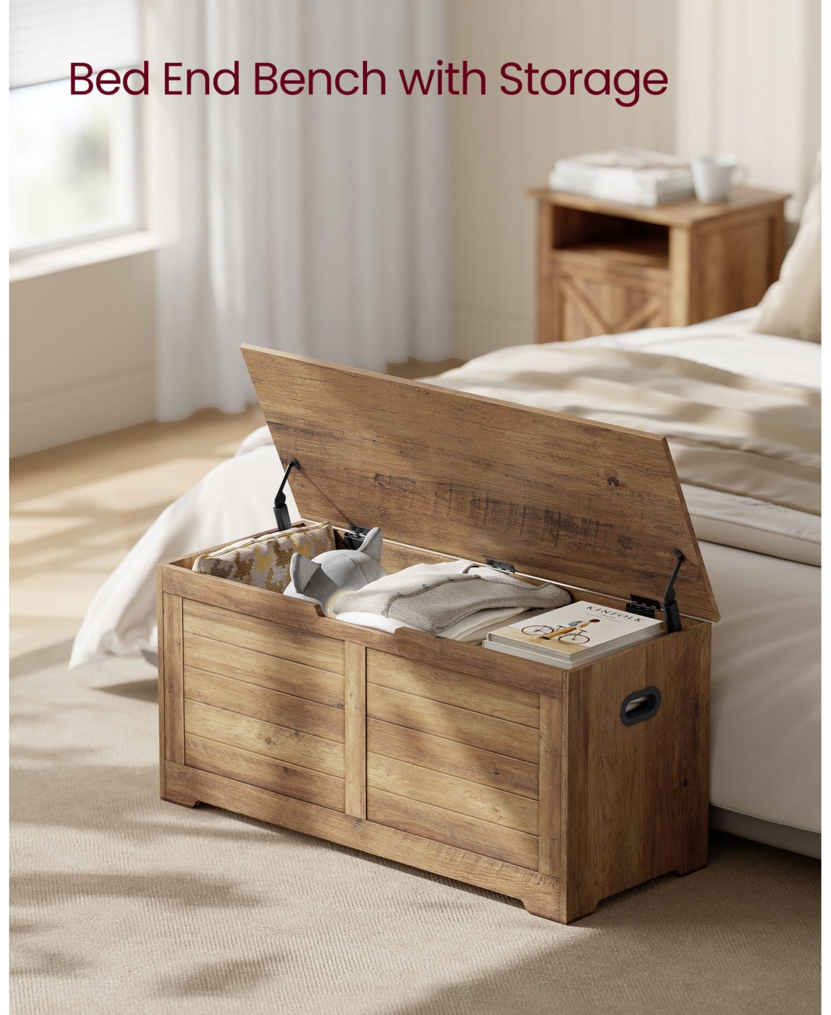 Slickblue Storage Chest, Trunk With 2 Safety Hinges, For Entryway, Bedroom