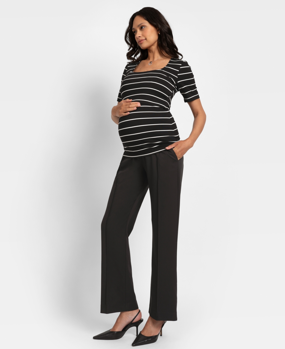 SERAPHINE WOMEN'S OVER BUMP BOOT CUT MATERNITY TROUSERS 