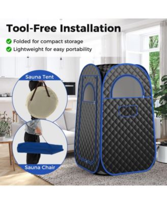 Full-Body Personal Sauna Tent with 1000W 3L Steam Generator-Black