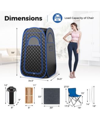 Full-Body Personal Sauna Tent with 1000W 3L Steam Generator-Black