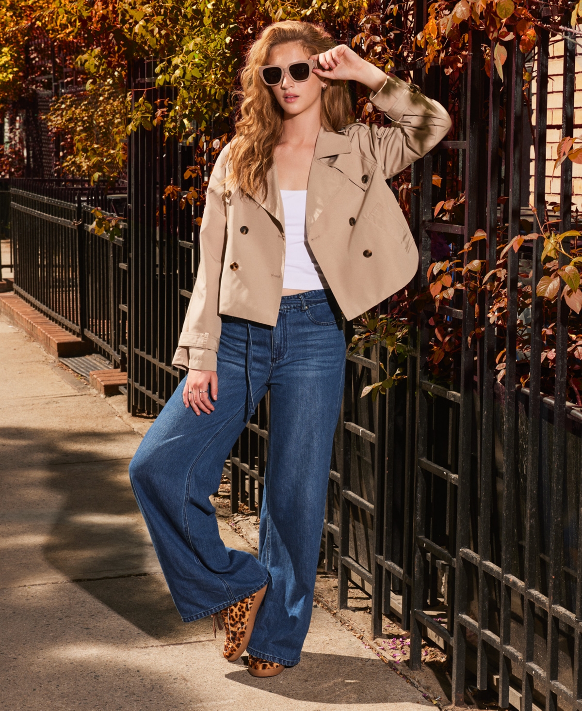 Steve Madden Women's Serenity Belted Wide-Leg Jeans