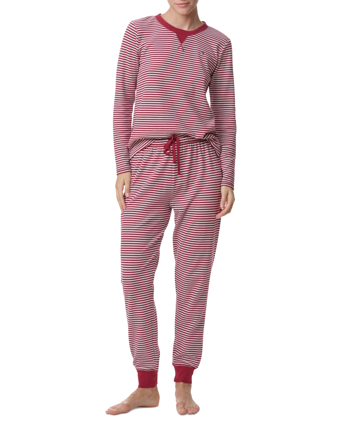 Women s 2 pc. Packaged Printed Thermal Pajamas Set In Stripe Gar