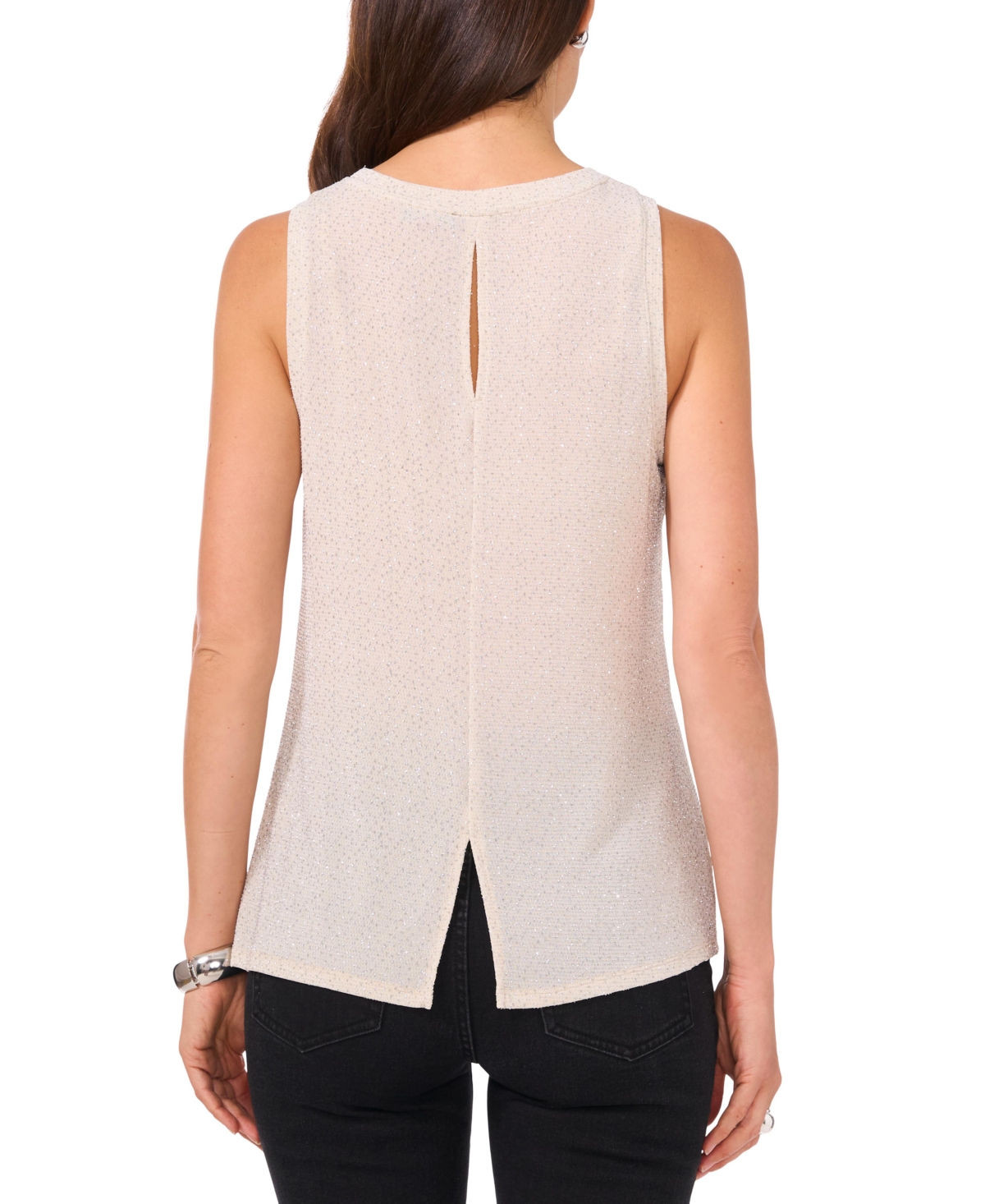 VINCE CAMUTO WOMEN'S KEYHOLE SPLIT-BACK SLEEVELESS SHINE TOP 