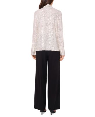 Women's Sequined Split-Neck Tunic Top
