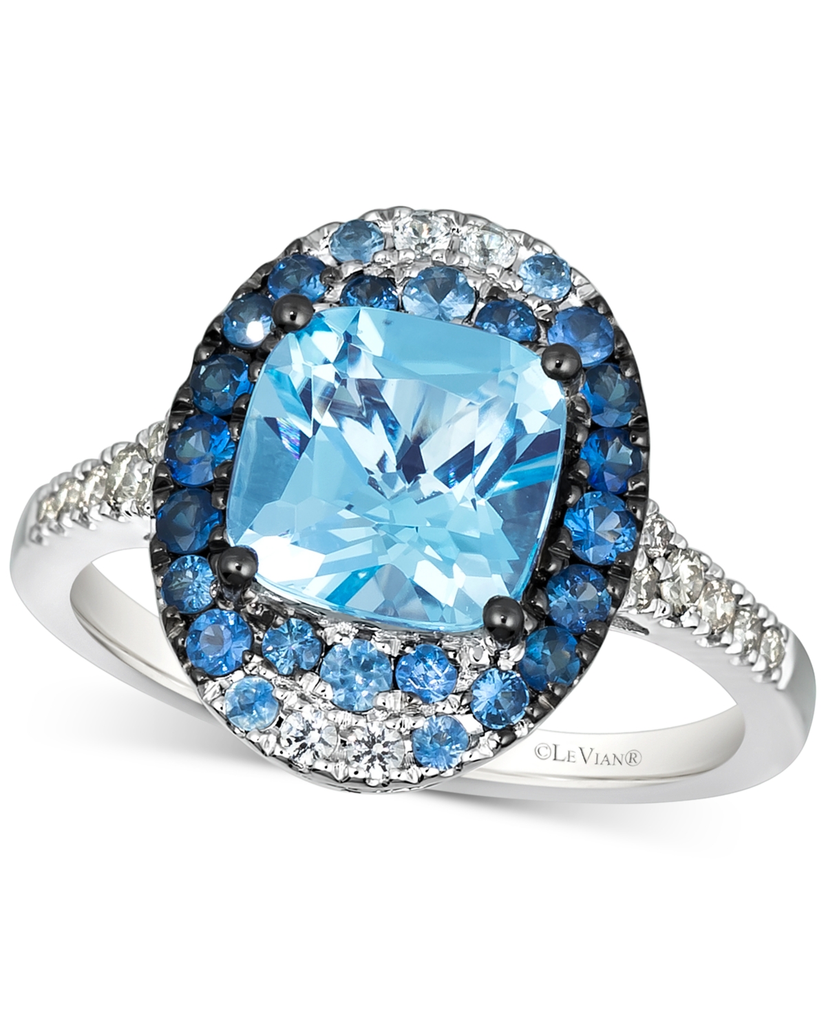 Le Vian Multi-gemstone (3 Ct. T.w.) & Nude Diamond (1/6 Ct. T.w.) Halo Ring In 14k White Gold In White Gold