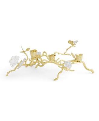 Butterfly Ginkgo Gold Low Candleholders
