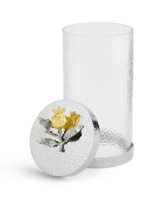 Pomegranate Silver and Gold Large Canister, 5.31" x 5.31"