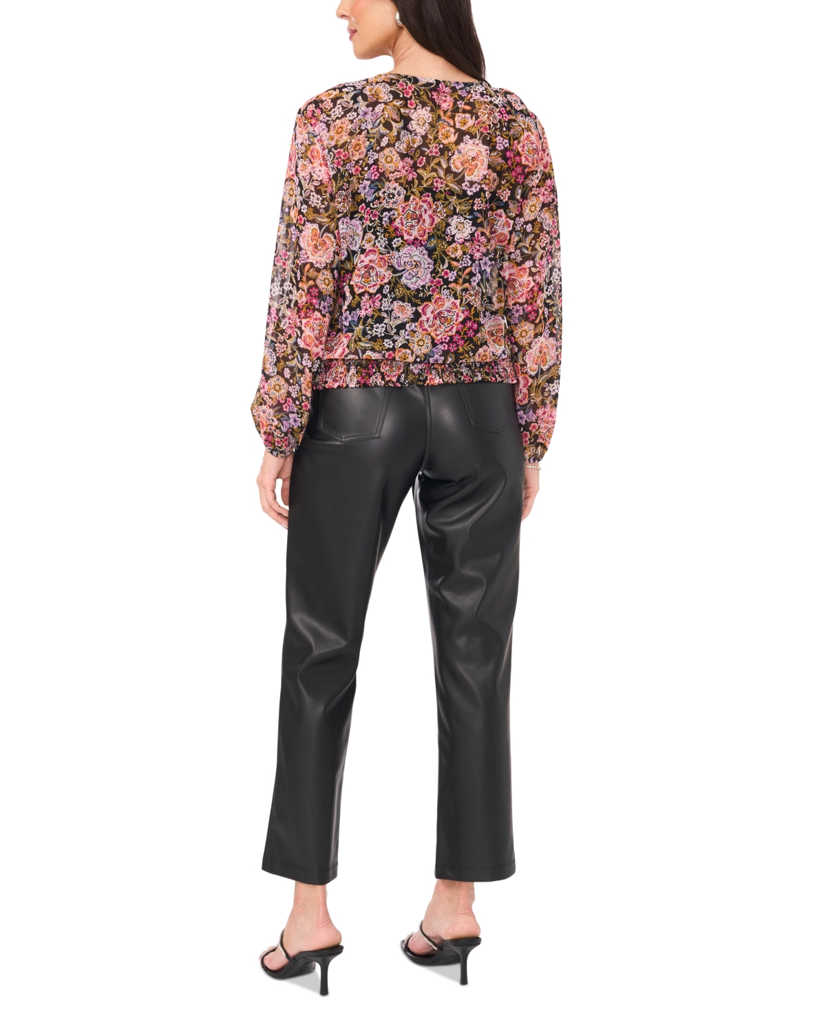 VINCE CAMUTO WOMEN'S FLORAL-PRINTED FAUX-WRAP TOP 