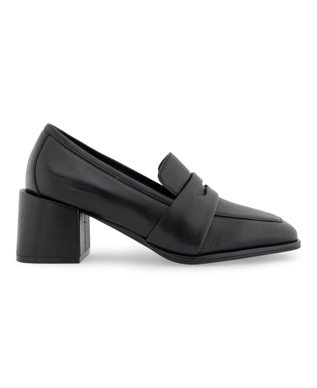 Shop Aerosoles Women's Arnett Block Heel Loafers In Black Patent Crinkled Faux Leather - Pol