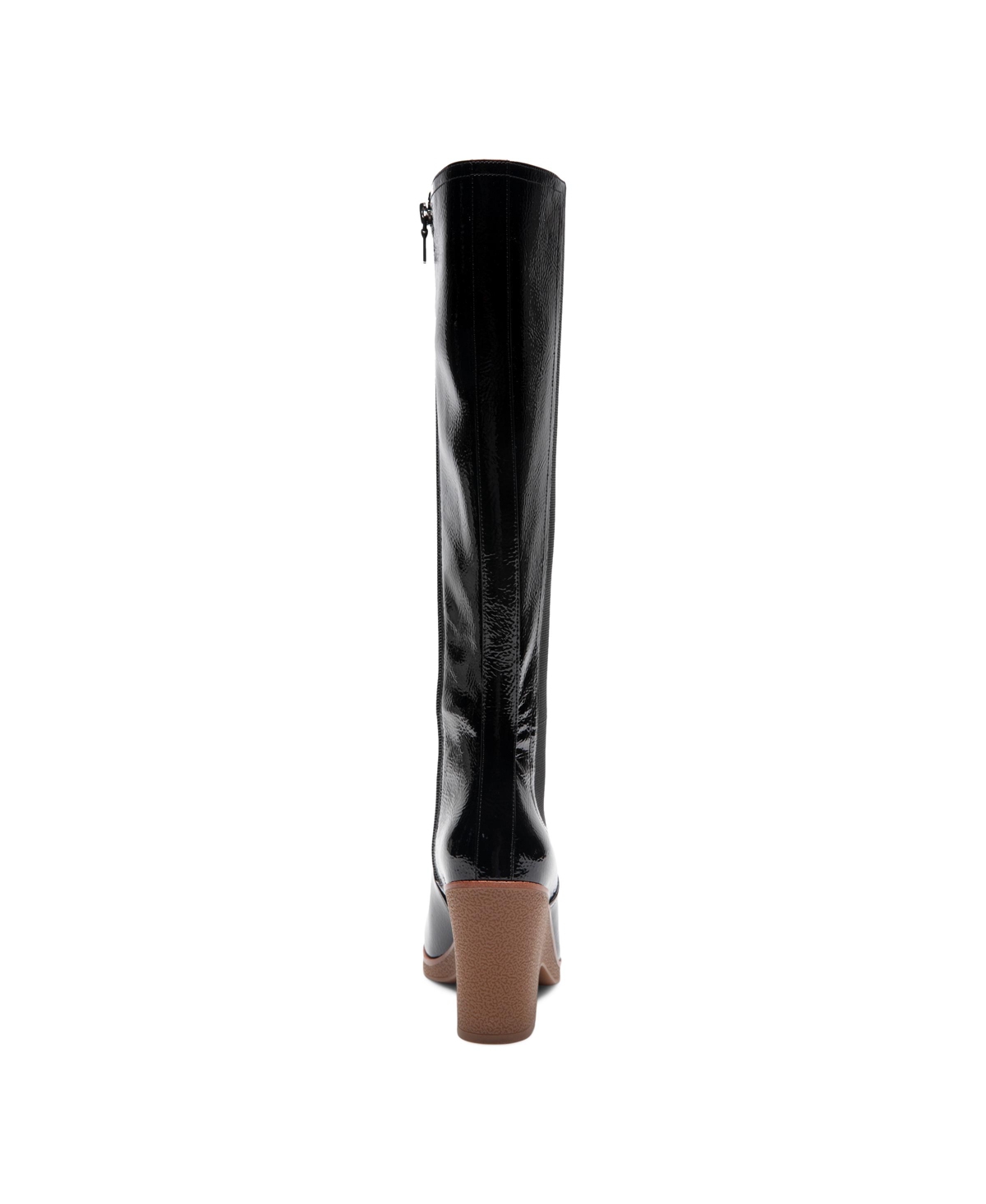 Aerosoles Memphis Wedge Knee High Boot In Black Patent Crinkled Faux Leather-polyu