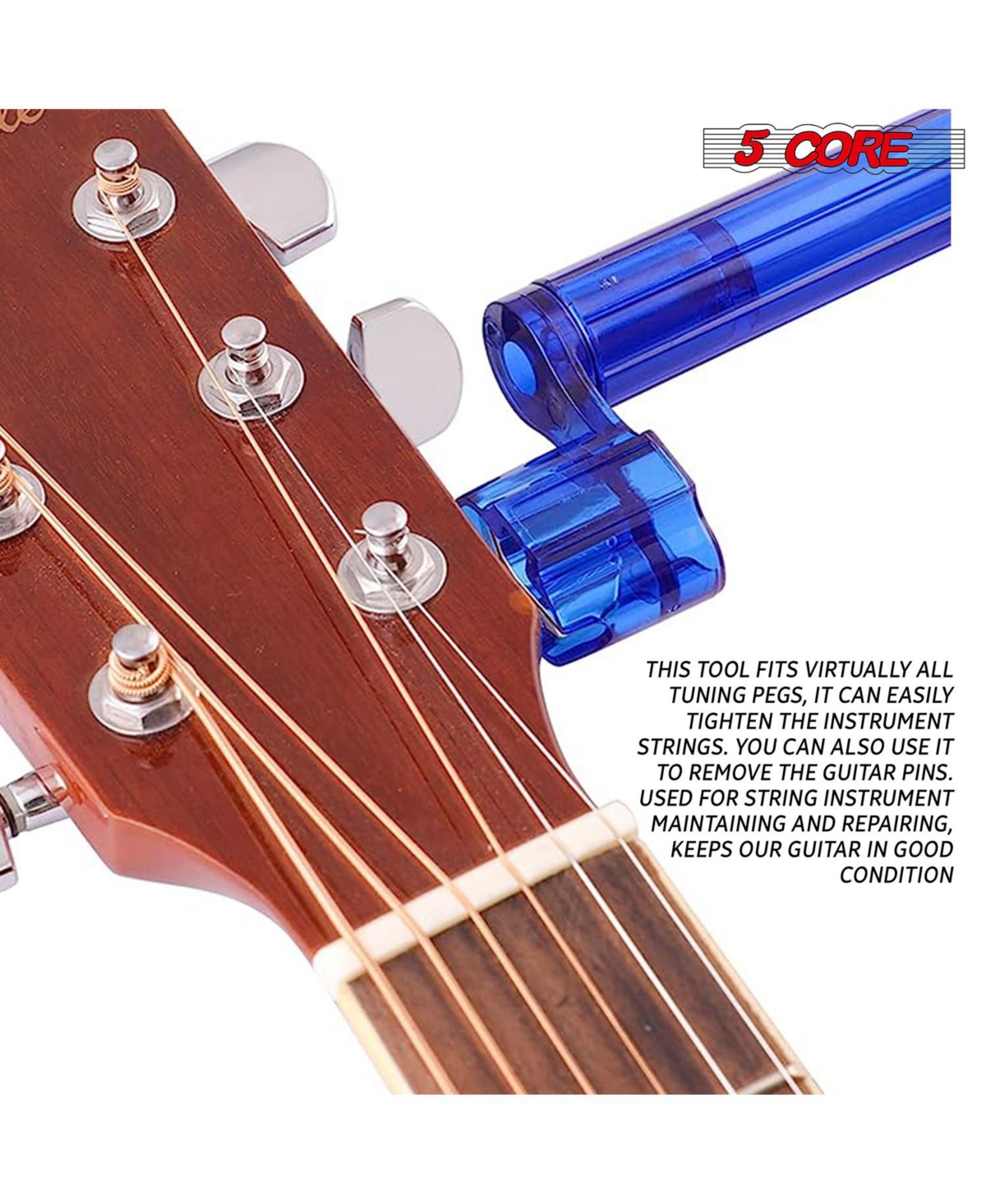 5 Core Guitar String Winder Bridge Pin Remover 5Pcs Acoustic Electric Guitars Repair Maintenance Tool Peg Puller Strings Extractor - Sw Blu 5PCS - B