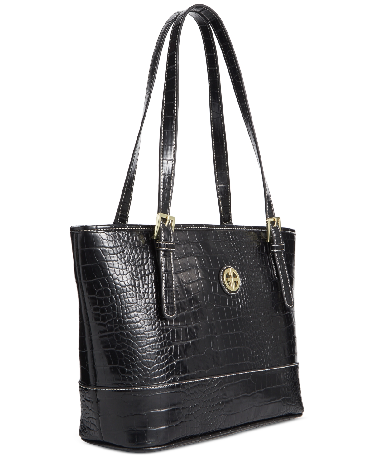 Giani Bernini Croc Medium Tote, Created For Macy's In Black