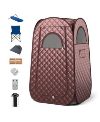 Full-Body Personal Sauna Tent with 1000W 3L Steam Generator-Coffee