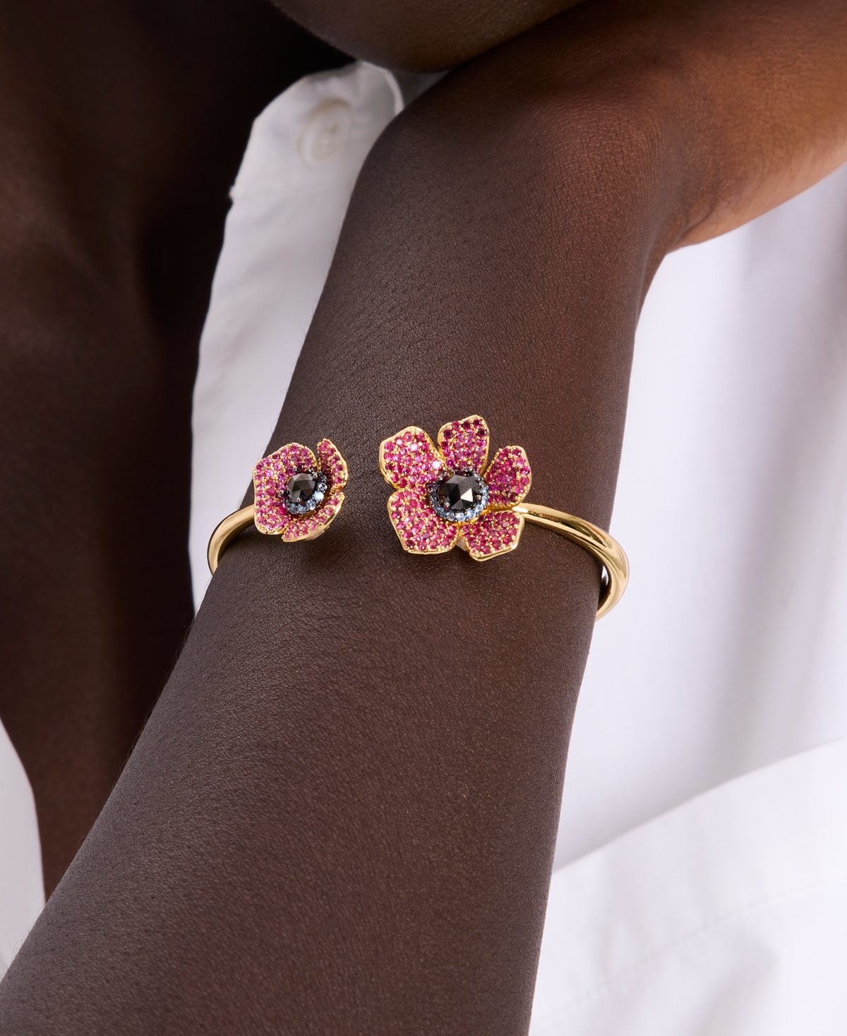 Kate Spade New York Gold-Tone Color Cubic Zirconia Poppy Cuff Bracelet
