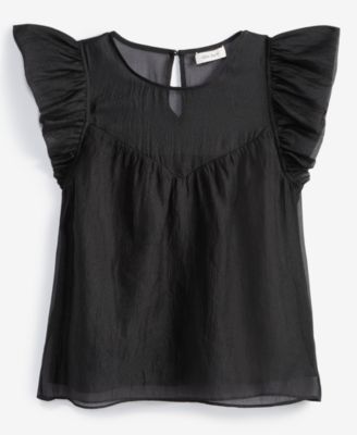 Women's Sheer Ruffle Sleeve Top, Created for Macy's