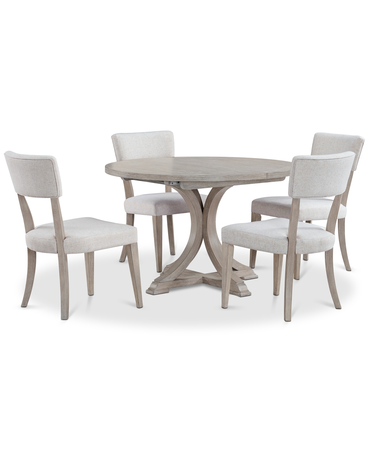 Macy's Sadie 5-pc. Round Dining Set (table & 4 Upholstered Side Chairs), Created For  In Gray