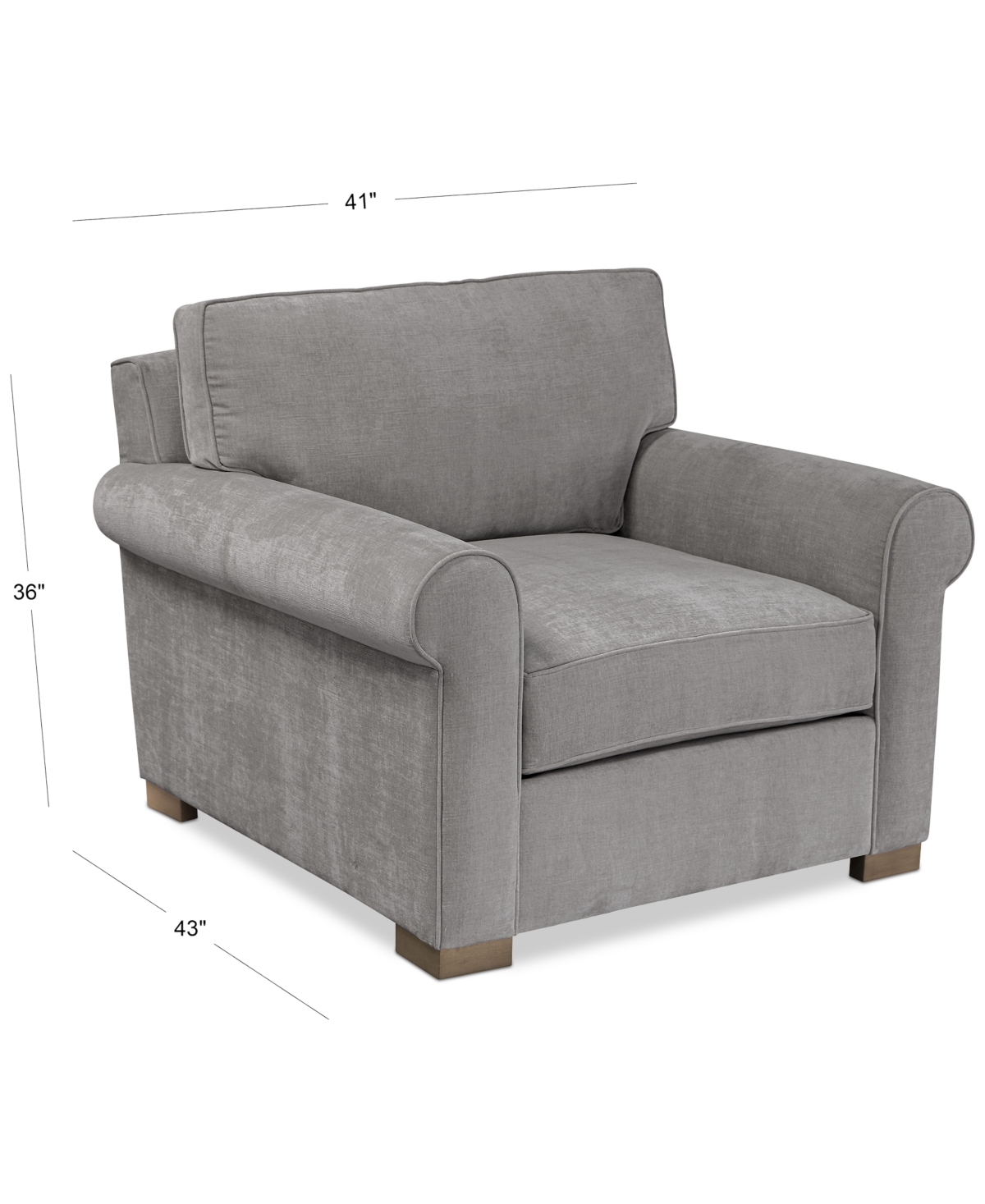 Macy's Marlyann Fabric Roll Arm Accent Chair, Exclusively At  In Otter