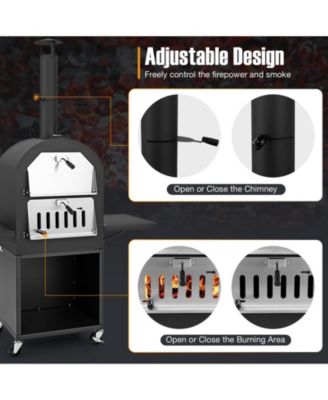 Outdoor Pizza Oven with Protective Cover and Grill Racks and Built-in Thermometer