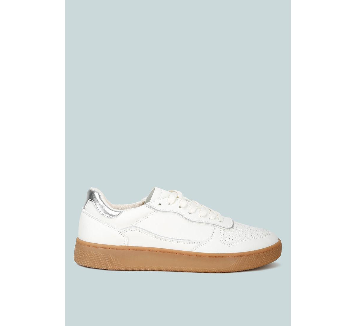 Kyniska Metallic Faux Leather Everyday Sneakers - Silver