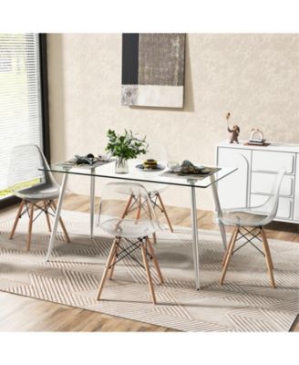 Glass Rectangular Dining Table with Metal Legs