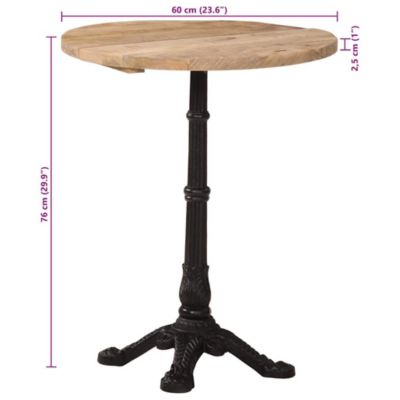 Bistro Table  23.6"x29.9" Rough Mango Wood
