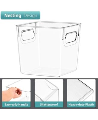 2 Pack Small Clear Acrylic Storage Bins - for Kitchen, Cabinet Organizer, Pantry & Refrigerator