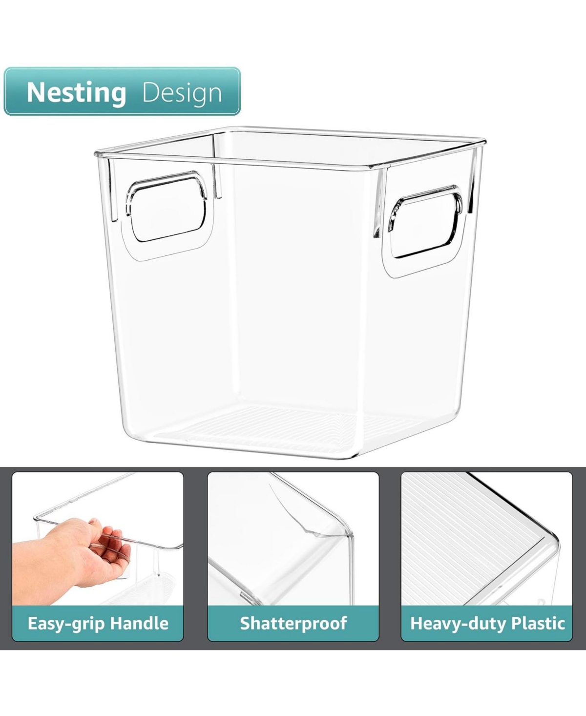 Sorbus 2 Pack Small Clear Acrylic Storage Bins - for Kitchen, Cabinet Organizer, Pantry & Refrigerator