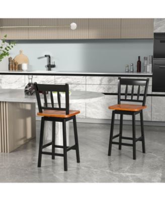 24.5 Inches Set of 2 Swivel Bar Stools with 360° Swiveling