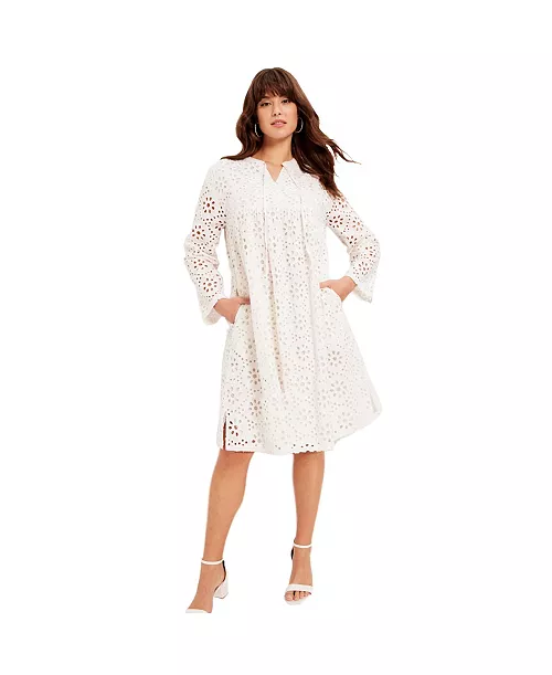 women's june + vie eyelet boardwalk shirtdress