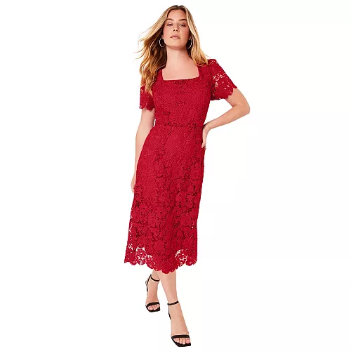 women's june + vie square-neck lace jessica dress