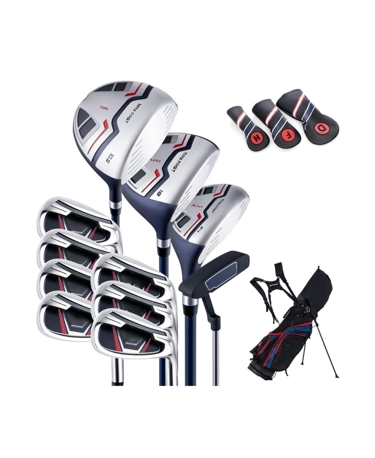 11 Pieces Complete Golf Club Package Set-Blue - Blue