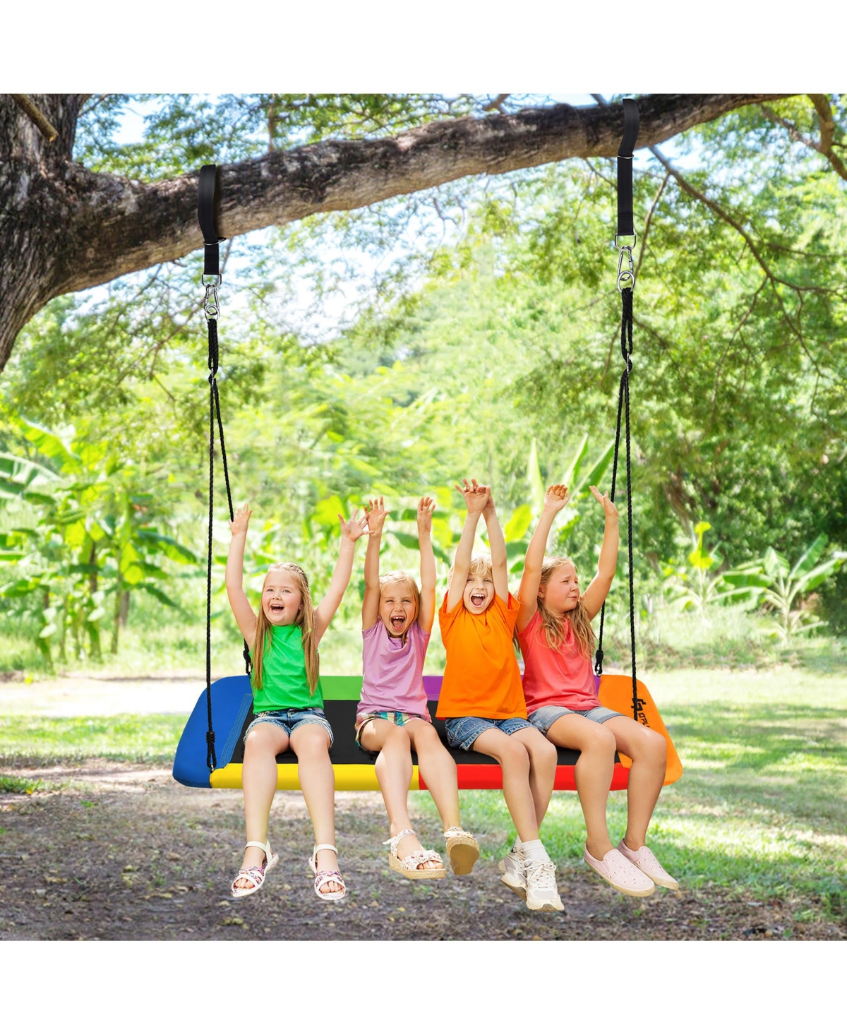 Costway Giant 60'' Platform Tree Swing Outdoor w/ 2 Hanging Straps