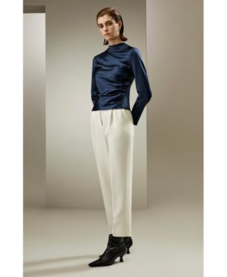 Oblique Wave Silk Blouse for Women