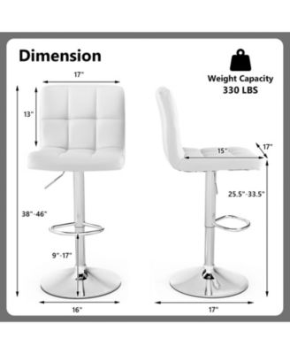 Armless PU Leather Bar Stool with Adjustable Height and Swivel Seat