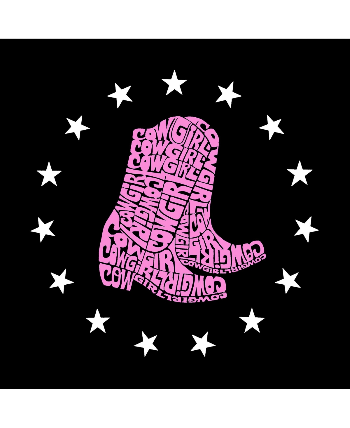 La Pop Art Girls Cowgirl Boots Word Art T-Shirt