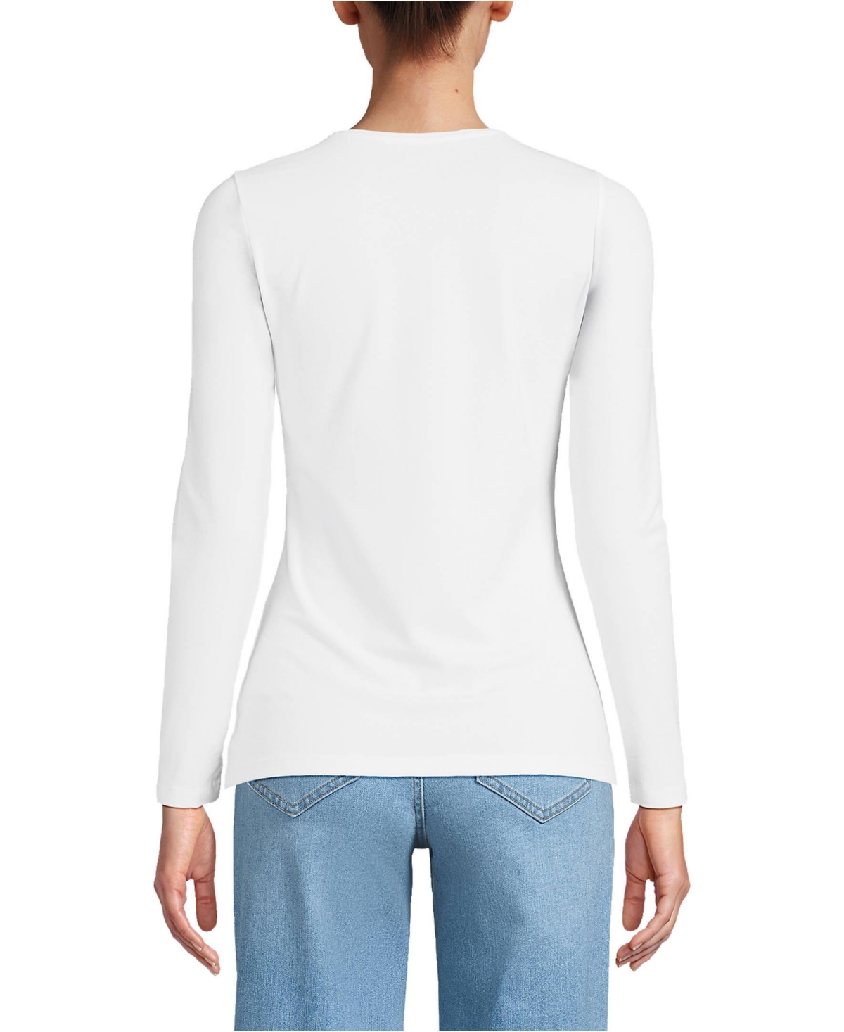 Lands' End Women's Petite Lightweight Jersey Skimming Long Sleeve Crew Neck T-shirt