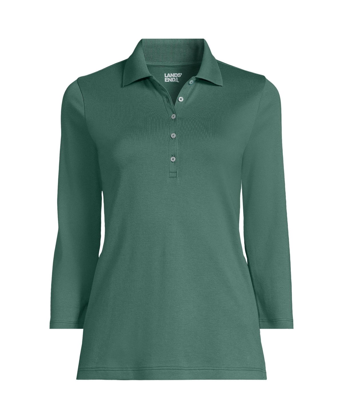 Lands' End Petite 3/4 Sleeve Supima Cotton Polo Shirt