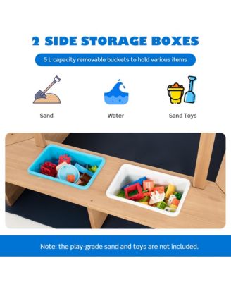 Kids Large Wooden Sandbox w/ 2 Bench Seats Outdoor Play Spot for Children