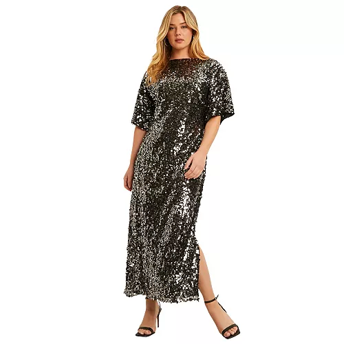 women's june + vie sequin midi dress