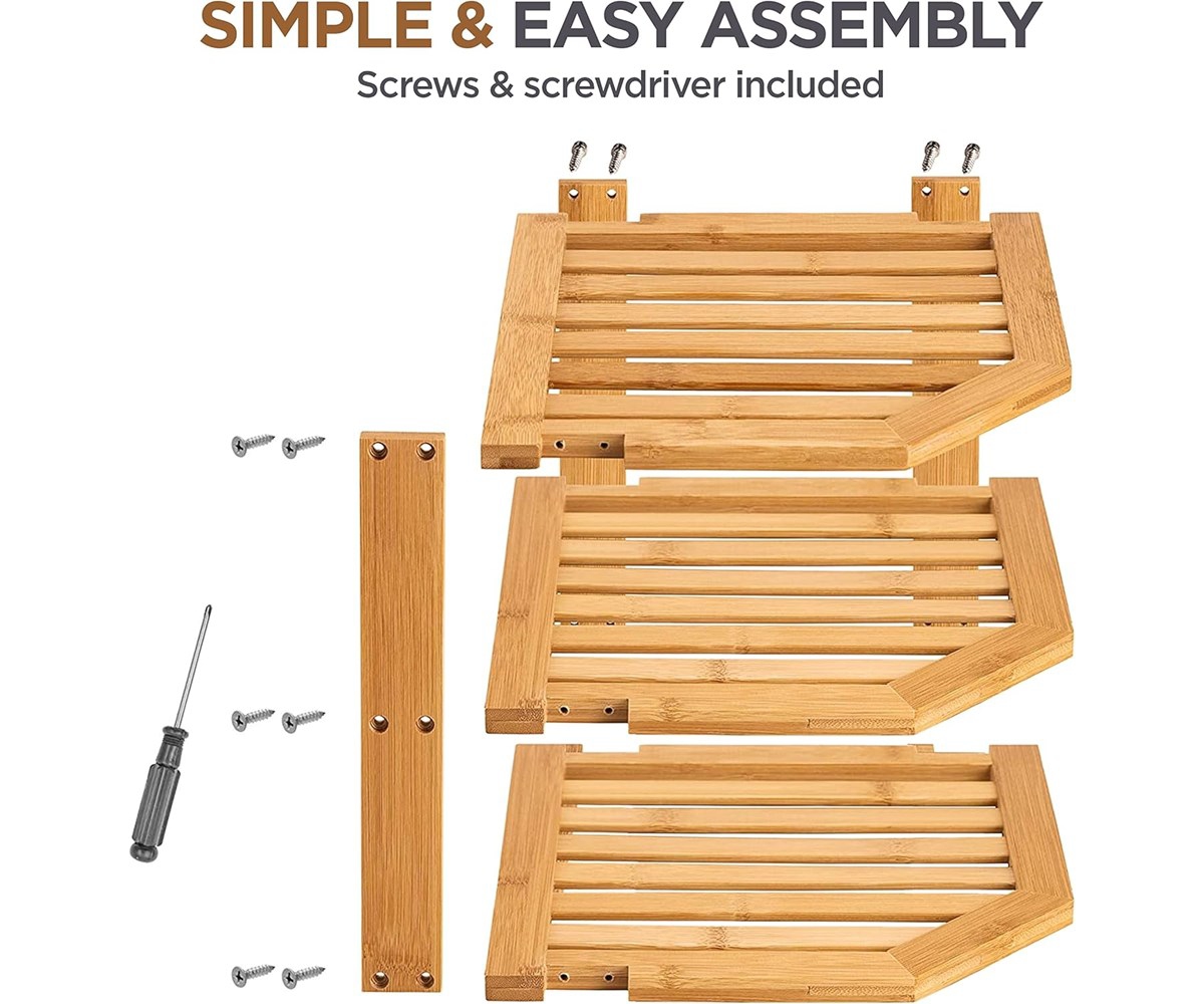 Bambusi Bambusi Plate Organizer for Cabinet - Bamboo Kitchen and Bathroom Organization - Ideal for Cabinet Space Saving, Corner Cabinet Organizer, Cou