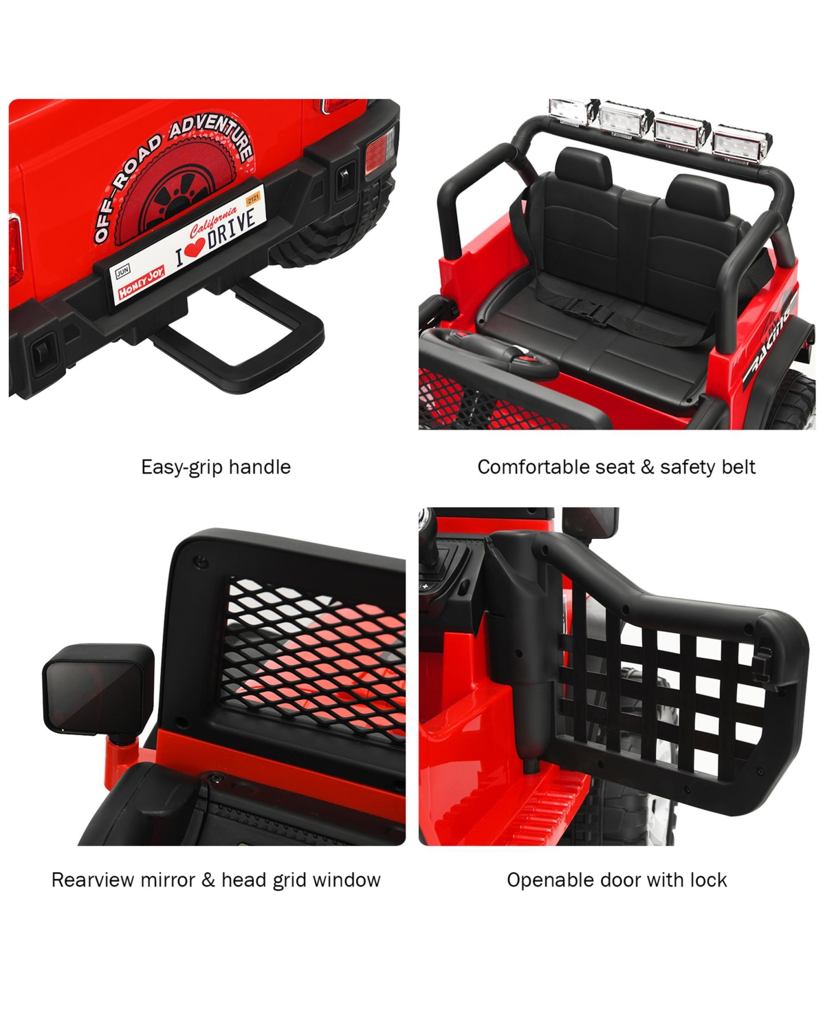 Gymax 12V Electric Kids Ride On Car Truck w/ MP3 Horn Remote Control Black - Red+black