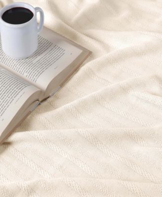 Clara Cotton Textured Striped Lightweight Woven Throw, 50" x 60"