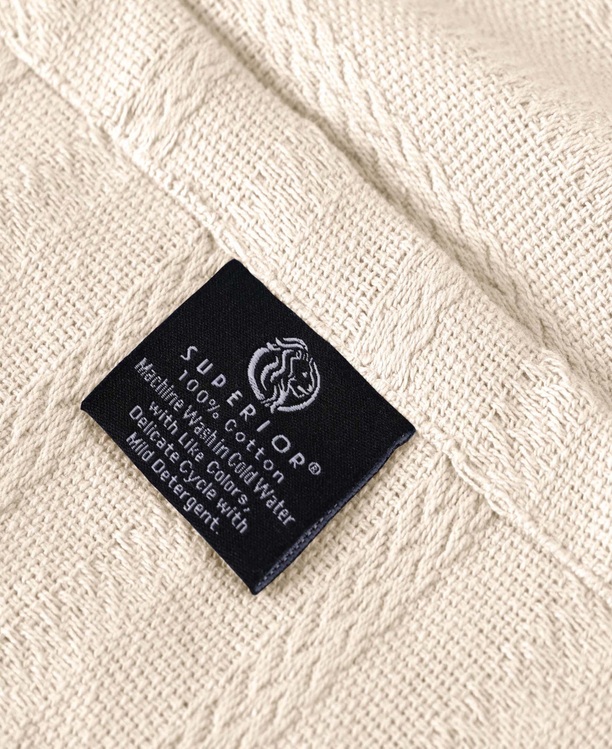 Superior Clara Cotton Textured Striped Lightweight Woven Blanket, Twin In Ivory