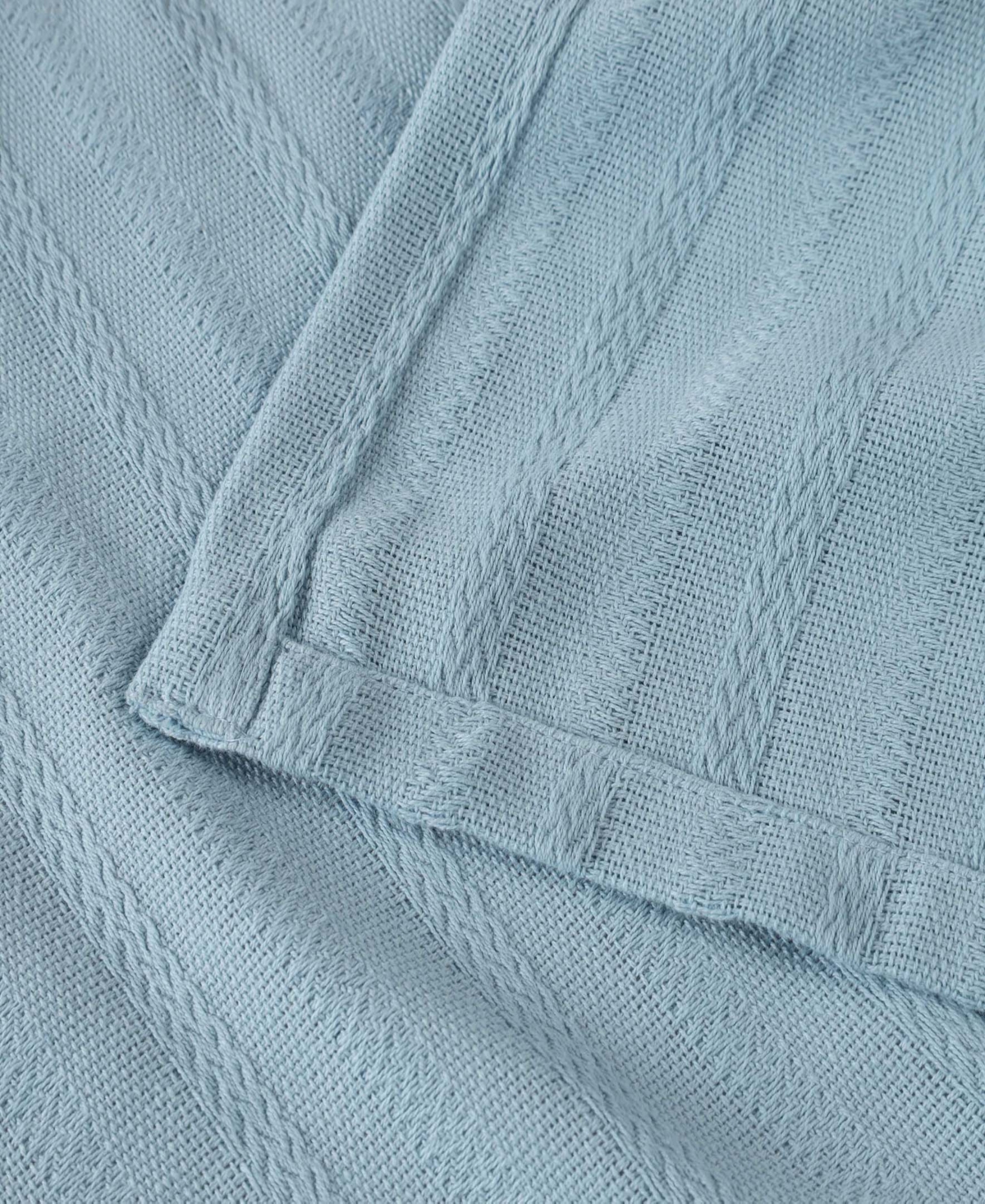 Superior Clara Cotton Textured Striped Lightweight Woven Blanket, Twin In Light Blue