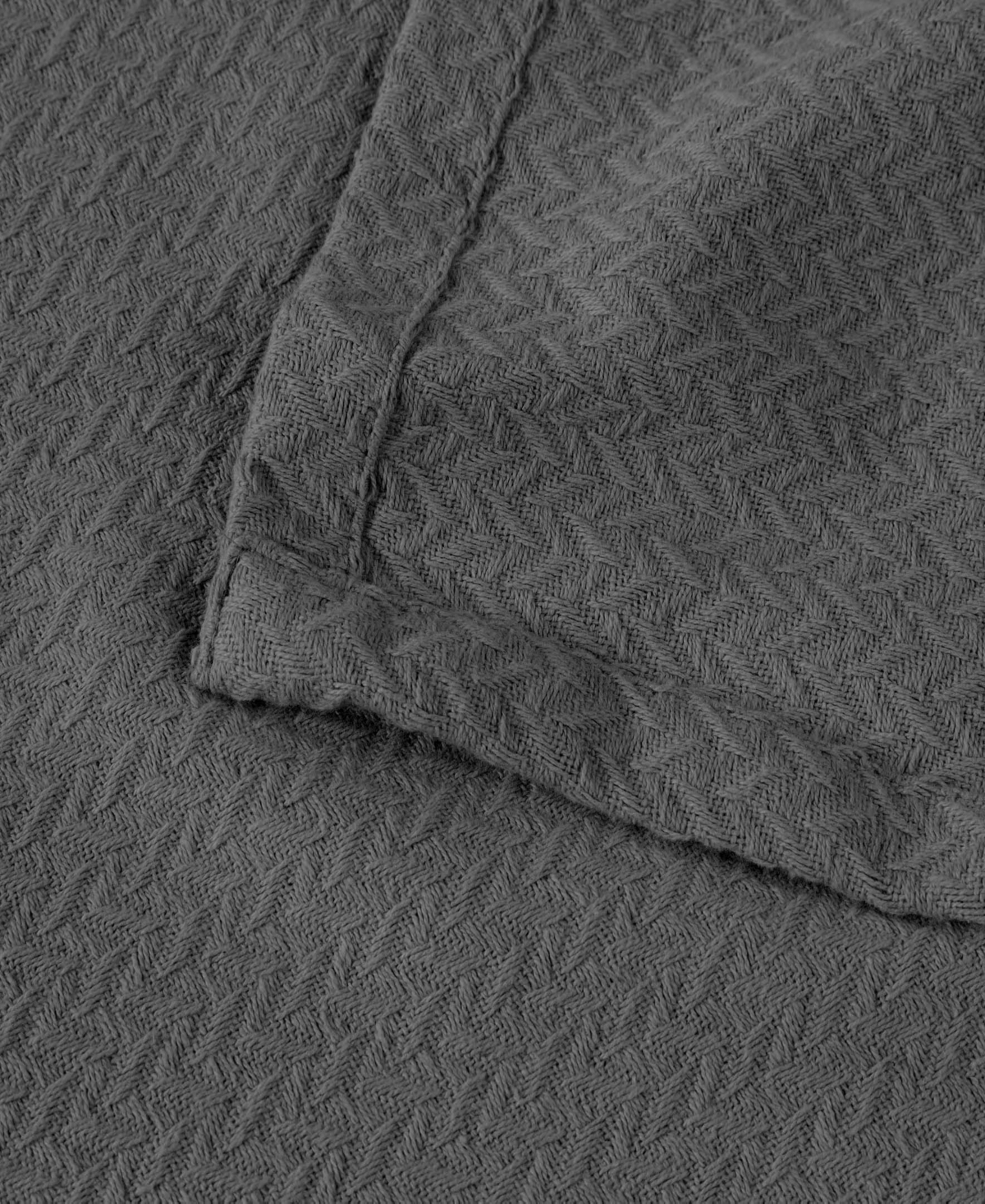 Superior Nobel Cotton Jacquard Dobby Weave Textured Chevron Lightweight Woven Blanket, Twin In Charcoal