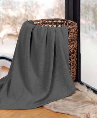 Nobel Cotton Jacquard Dobby Weave Textured Chevron Lightweight Woven Blanket, King