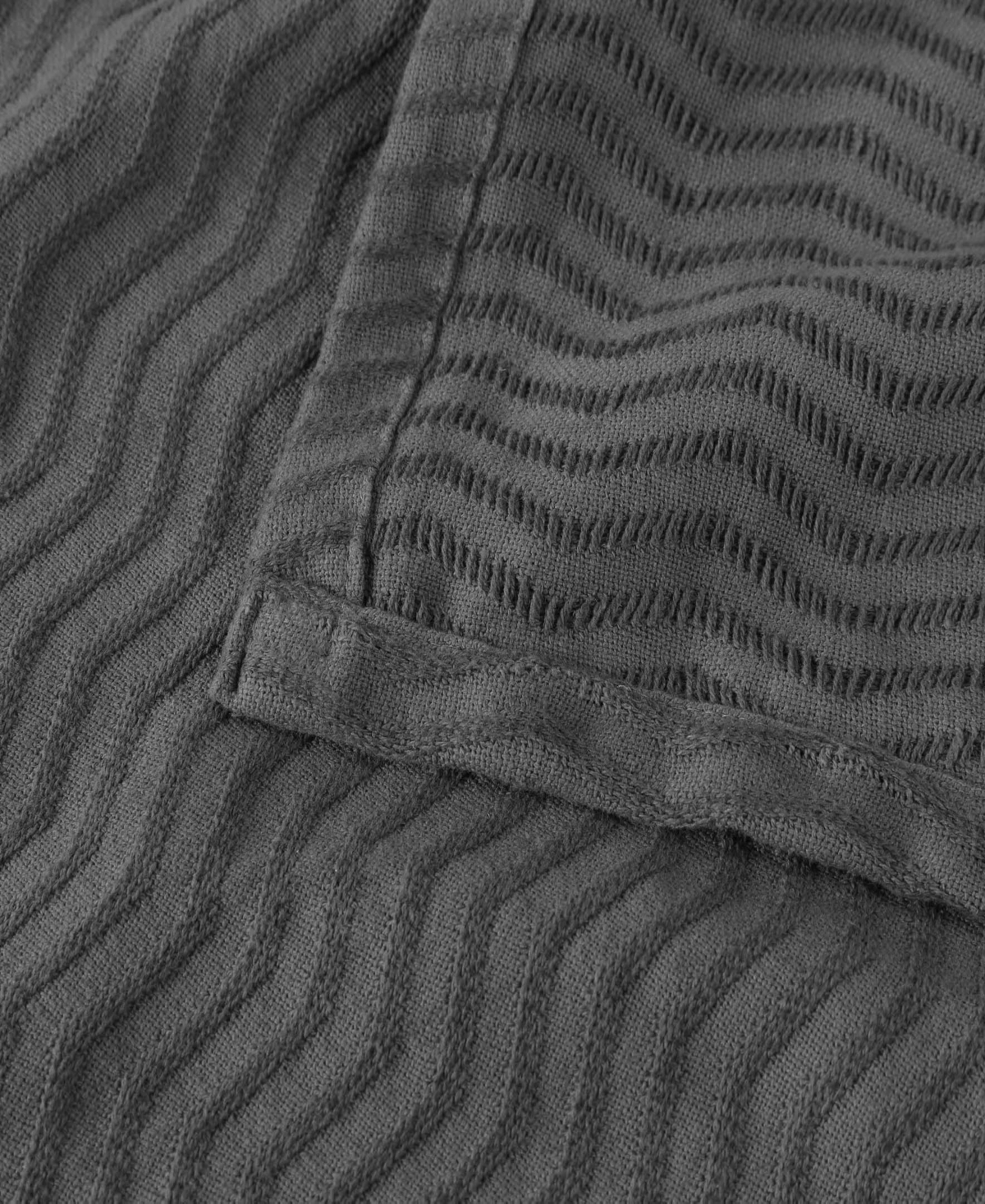 Superior Jena Cotton Textured Chevron Lightweight Woven Blanket, Twin In Charcoal